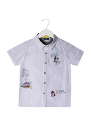 Jam Cotton Travel Print Shirt for Boys, 3-4 Years, White