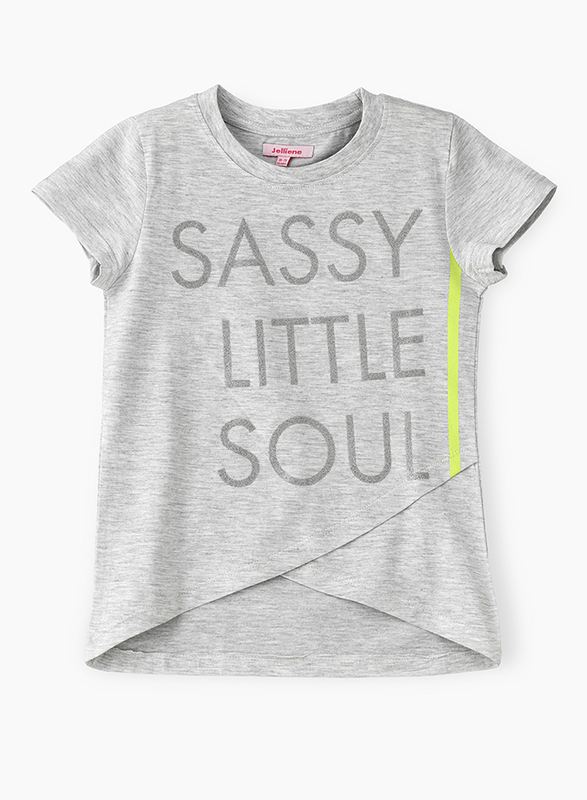 

Jelliene Knit Top with Print In Front for Girls, 11-12 Years, Grey