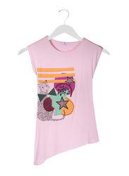 Jelliene Asymmetric Girls Hem Top, 8-9 Years, Pink