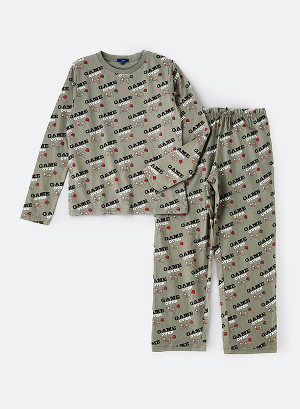 

Jam Cotton Nightwear Pyjama Set for Boys, 9-10 Years, Green
