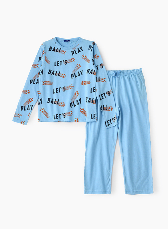 

Jam Cotton Nightwear Pyjama Set for Boys, 8-9 Years, Blue