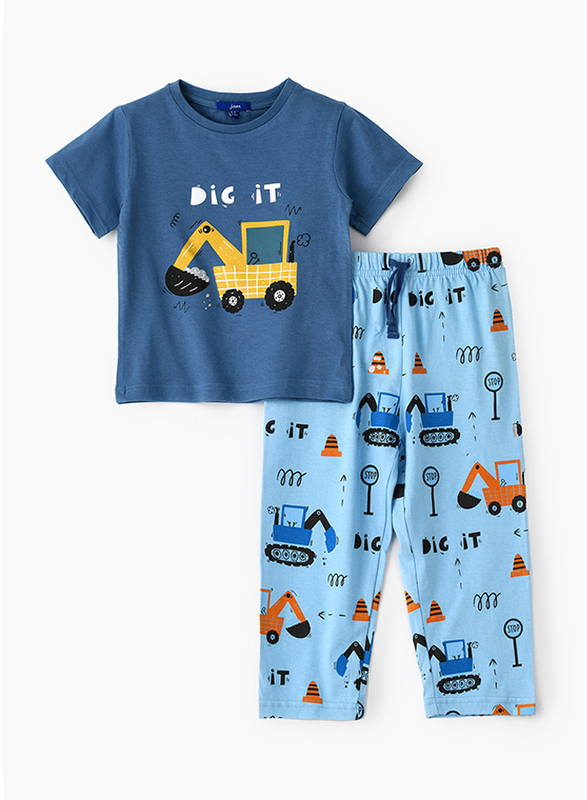 

Jam Cotton Nightwear Pyjama Set for Boys, 7-8 Years, Blue
