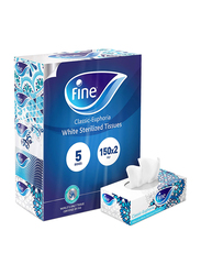 Fine Classic Euphoria White Facial Tissues, 2 Ply x 5 Box x 150 Sheets