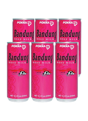 Pokka Bandung Rose Milk Drink, 6 Cans x 240ml