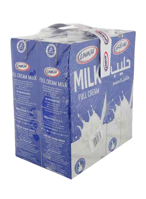 Unikai Long Life Full Cream Milk, 4 x 1 Litre