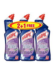 Harpic Lavender Liquid Active Fresh Toilet Cleaner, 3 x 750ml