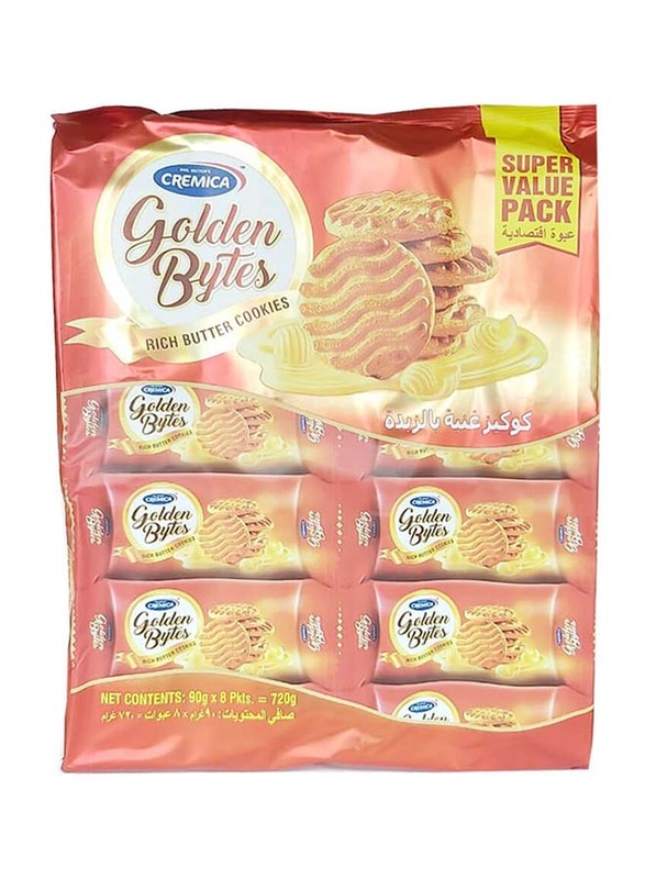 Cremica Golden Bytes Butter Cookies, 8 x 90g