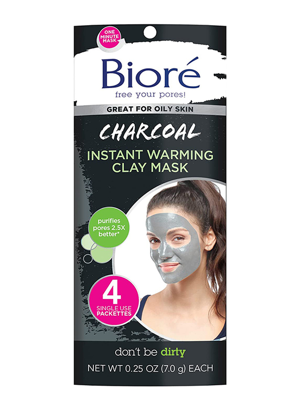 

Biore Charcoal Instantly Warming Clay Facial Mask, 4 Masks