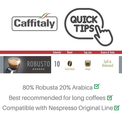 Caffitaly Nespresso Compatible Robusto Capsules Coffee, 10 Capsules x 5.5g