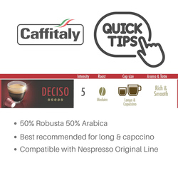 Caffitaly Nespresso Compatible Deciso Capsules Coffee, 10 Capsules x 5.5g
