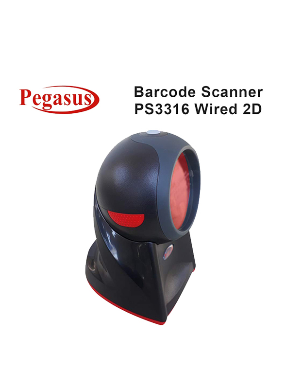 Pegasus PS3316 2D QR Omni Presentation Hand Free Barcode Scanner, Black