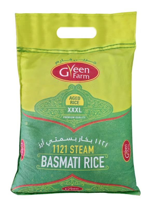 Green Farm 1121 Steam Basmati Rice in Green Bag, 3 Kg