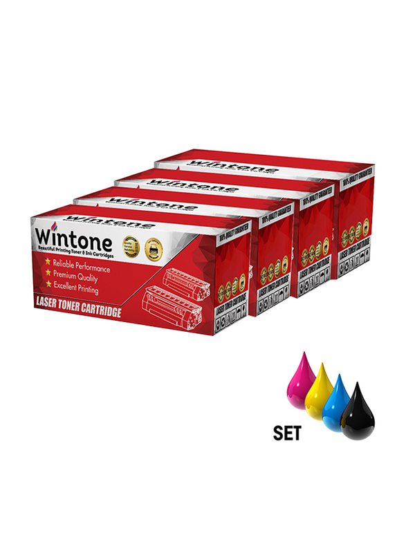 Wintone Samsung CLT-504S CLP415-BK C M Y Black and Tri-Color Toner Cartridge Set, 4 Pieces