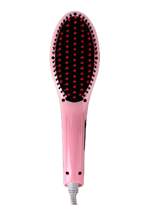 

Electric Hair Straightener Brush with LCD Display, Pink