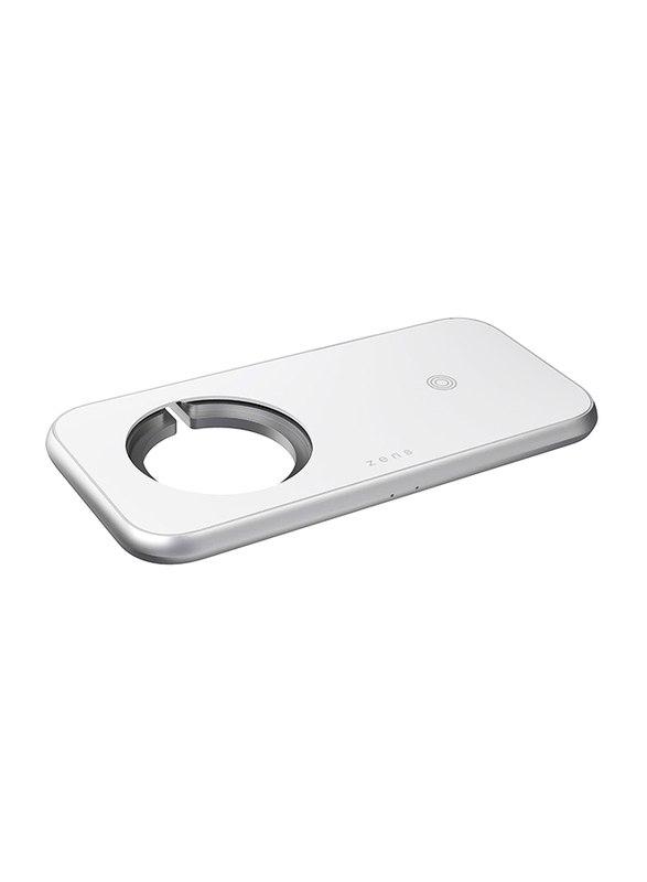 Zens Aluminium 3-in-1 Wireless MagSafe Charger with 45W USB PD Power Supply with Silver