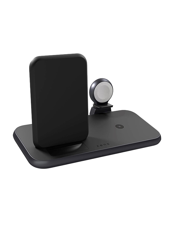 Zens Aluminium 4 in 1 Stand Wireless Charger with 45W USB with Black
