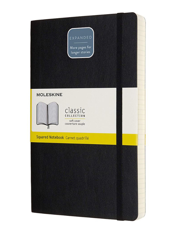 

Moleskine Expanded Large Squared Soft Cover Notebook, 400 Sheets, 5 x 8.25cm, Black