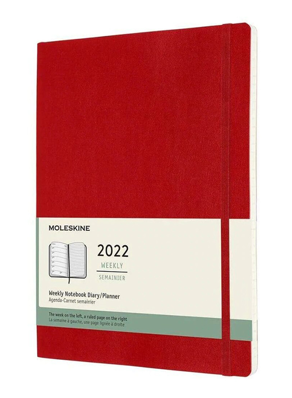 

Moleskine 12-Month 2022 Weekly Diary XL Soft Cover Planner, 144 Sheets, 19 x 25cm, Scarlet Red