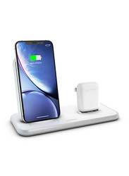 Zens Aluminium Dual Wireless Charger Stand with Dock, 10W, White