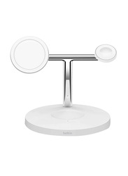 Belkin Boost Charge Pro 3-in-1 Wireless Charger Stand with MagSafe, 15W, White