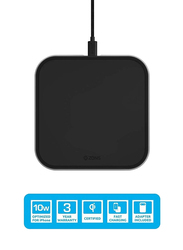 ZENS Single 10W Aluminum Wireless Charging Pad, Black