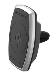 Scosche MagicMount Pro Care Magnetic Vent Mount Car Charger, Qi Certified, Black/Silver