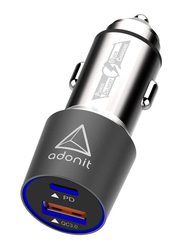 Adonit USB-C PD 18W Car Charger with Quick Charge 3.0, Black