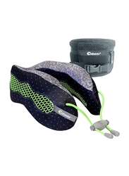 Cabeau Evolution Memory Foam Travel Pillow with Deluxe Travel Bag, Sublime Grey Diamond/Black Dots
