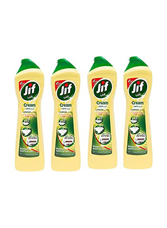 

Jif Lemon Scouring Cream Bathroom Cleaners, 4 Bottles x 500ml
