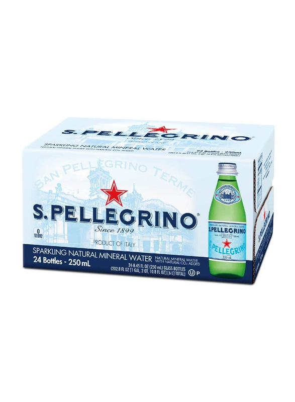 

San Pellegrino Sparkling Natural Mineral Water, 24 Glass Bottles x 250ml