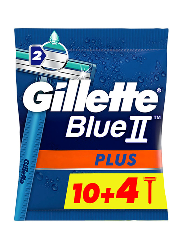 

Gillette Blue II Plus Disposable Blade Razors, Blue/Silver, 14 Pieces