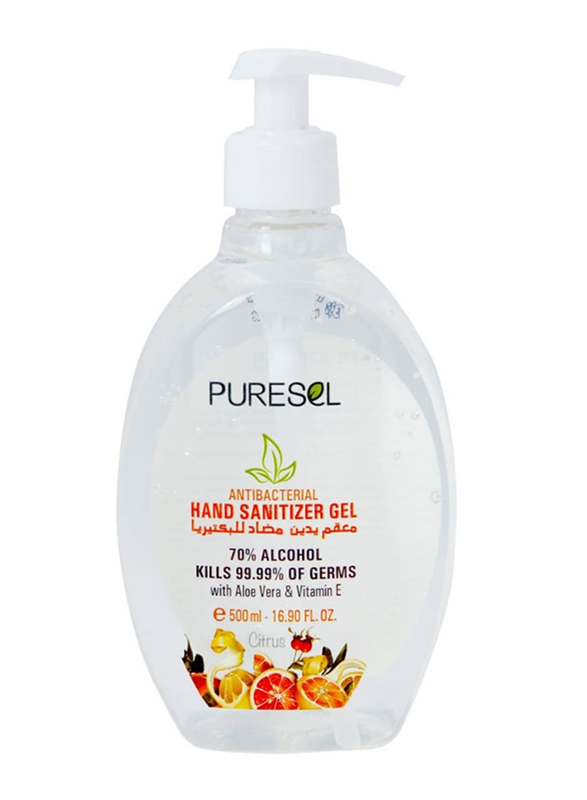 

Puresel Citrus Antibacterial Hand Sanitizer Gel with Pump Dispenser, 500ml