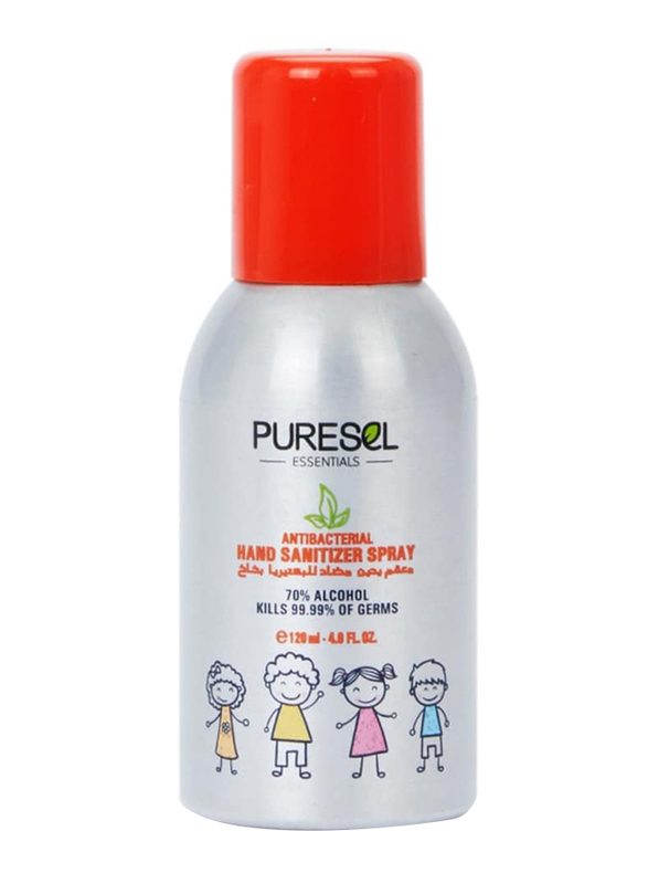 

Puresel 120ml Juniors Antibacterial Hand Sanitizer Spray for Kids, Silver