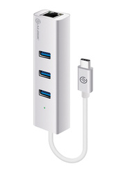 Alogic USB-C to Gigabit Ethernet & 3 Port Prime Series USB Hub, VPLUC3AGE, Silver