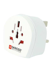 Skross 1500240 Wall Charger, 3 In 1 UK Mini Global Travel USB Adapter, 1500240, White