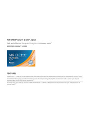 Air Optix Alcon Night & Day Aqua Monthly Pack of 3 Contact Lenses, Base Curve: 8.6mm, Clear, -2.50