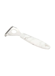 RoyalFord Stainless Steel Y Shape Peeler with Marble Designed Handle, White/Silver