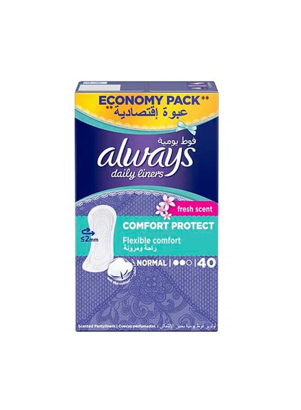 

Always Comfort Protect Fresh Scent Daily Panty Liners, Normal, 40 Pieces