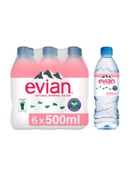 Evian Natural Mineral Water, 6 x 500ml