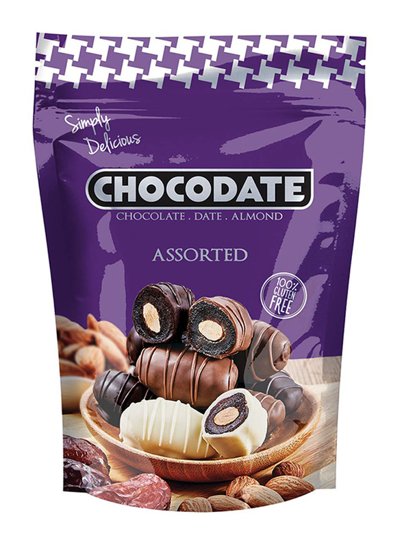 

Chocodate Assorted Chocolate Coated Dates with Almond Filling, 100g