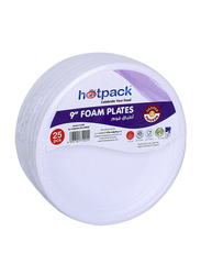 Hotpack 9-inch 25-Piece Foam Round Plate Set, RFP9B, White