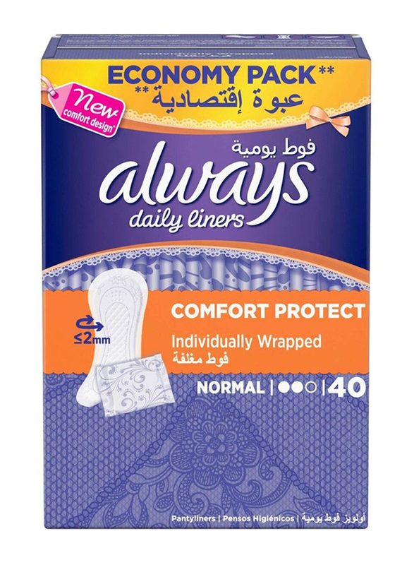 

Always Comfort Protect Daily Normal Pantyliners, 40 Pieces