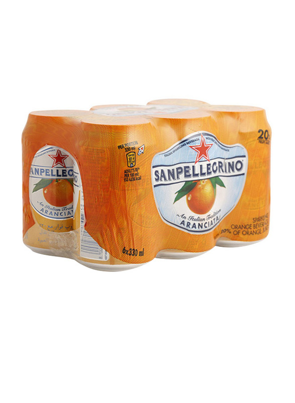 S.Pellegrino Aranciata Sparkling Orange Juice Drink, 6 Cans x 330ml