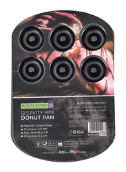 Royalford 4.5cm Carbon Steel 12 Cavity Rectangular Mini Donut Pan, 26.5 x 18 x 2cm, Black