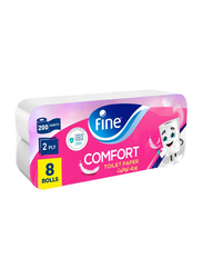 Fine Comfort Toilet Tissues, 2 Ply x 200 Sheets x 8 Rolls