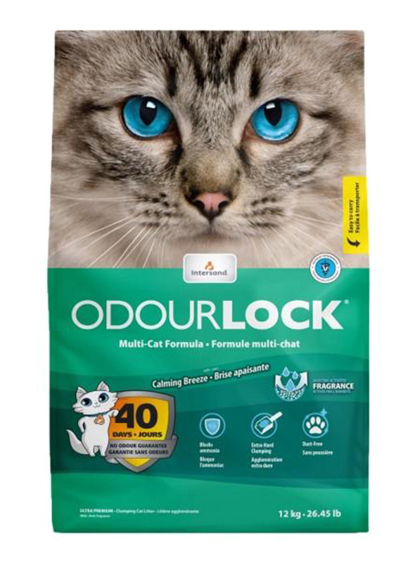 

Intersand Odourlock 40 Days Calming Breeze Cat Litter, 12kg, Green
