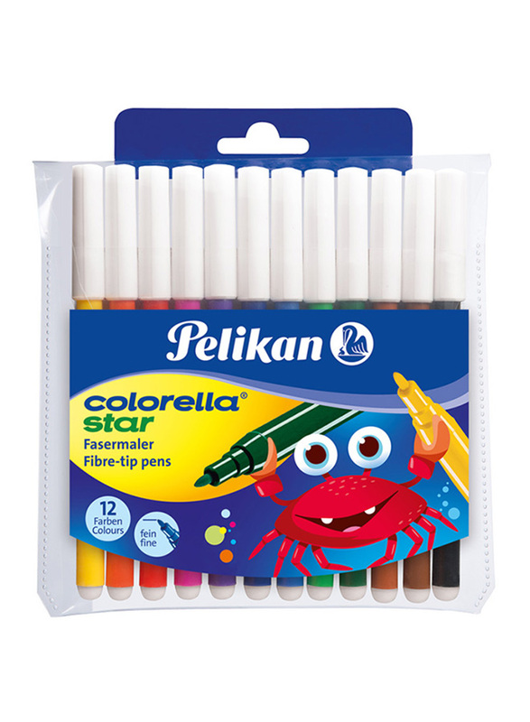 Pelikan Colorella Star Fiber Tip Sketch Pen, 12 Pieces, Multicolor