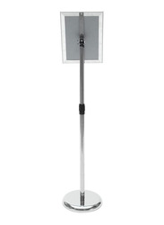 GD Adjustable A4 Metal Display Pedestal Sign Floor Holder Stand Poster, Silver HQ