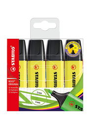 Stabilo 4-Piece Boss Original Highlighter Pen Set, 2mm/5mm, Yellow