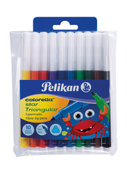 Pelikan Colorella Star Triangular Fiber Tip Sketch Pen, 10 Pieces, Multicolor